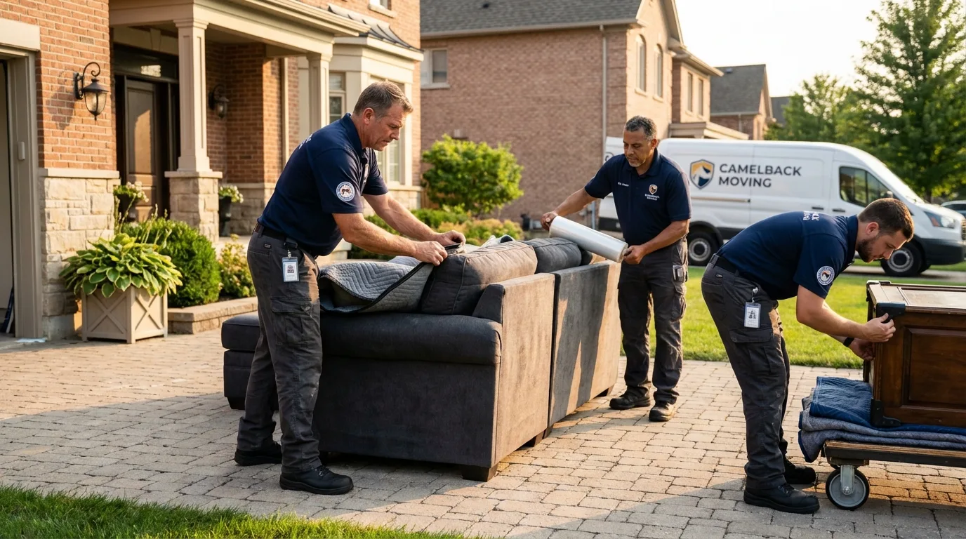 Large estate moving crew wrapping furniture in Walker, MN